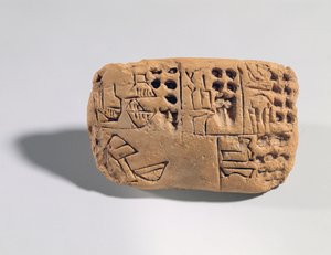 Tabletta piktogramos felirattal, Protoliterate Period, Kr.e. 3300 körül (agyag) alkotó: Unbekannt