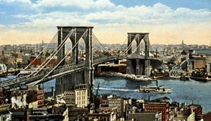 A Brooklyn híd, New York, 1930 körül (képeslap) alkotó: Unbekannter Künstler