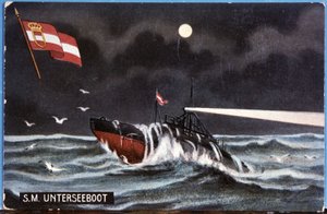 Az Unterseeboot német tengeralattjáró, 20. század eleje (illusztráció) alkotó: Unbekannter Künstler