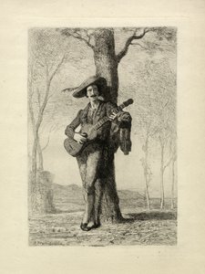 A gitáros, Franciaország, 1870 körül (metszet) alkotó: Unbekannter Künstler
