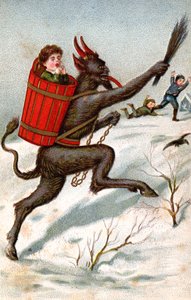 A krampusz, 1910 körül (képeslap) alkotó: Unbekannter Künstler