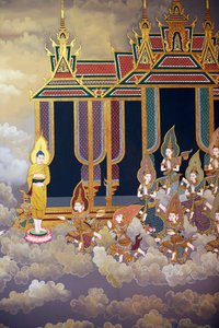 A Buddha élete, Falfreskó, Wat Botum templom, Phnom Penh, 2022 (fotó) alkotó: Unbekannter Künstler