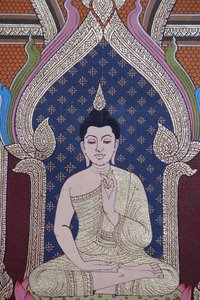 A Buddha élete, Falfreskó, Wat Maniratanaram kolostor, Phnom Penh, 2022 (fotó) alkotó: Unbekannter Künstler