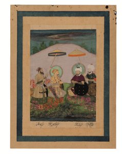 A mogul császár, Shah Jahan ősapjával, Timurral (guache arannyal a papíron) alkotó: Unbekannter Künstler