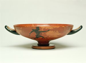 A Perseus üldözése, a padlási fekete kylix figura, amelyet Pepaks mester készítette, ie 525-520 (kerámia) alkotó: Unbekannt