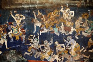 Az ezüst pagoda összetett falainak belsejét a Reamker történetét ábrázoló falfestmények borítják, azaz a klasszikus indiai eposz, a Ramayana khmer változata. A falfestmények egyes részei elhasználódtak, és az időjárás károsodott. A falfestmények p alkotó: Unbekannt