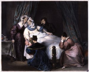 A pótolhatatlan veszteség, még a szülésbe belehalva is, 1840 körül (litográfia) alkotó: Unbekannter Künstler