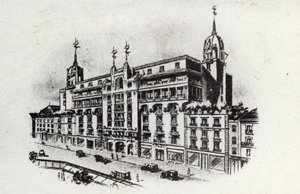 Termálturizmus: a Carlton szálloda látképe Vichyben, Franciaország, 1905 körül (képeslap) alkotó: Unbekannter Künstler