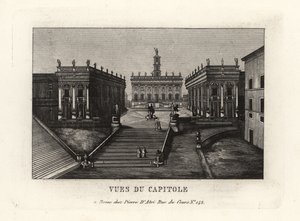 Kilátás a Capitolium-hegyre. Piazza del Campidoglio, Palazzo Senatorio, Róma. alkotó: Unbekannt