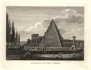 Kilátás a római Cestius piramisra, amelyet Gaius Cestius számára építettek alkotó: Unbekannt