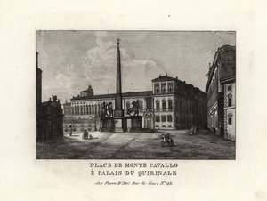 Kilátás a Quirinal palotára és térre, a Palazzo del Quirinale és a Piazza del Quirinale, Róma alkotó: Unbekannt