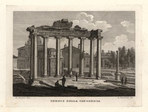 Kilátás a Concord-templomra, Tempio della Concordia, Róma alkotó: Unbekannt