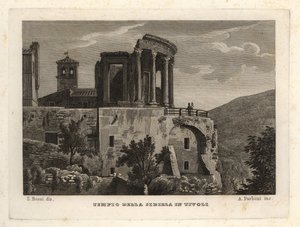 Kilátás a Sybil-templomra Tivoliban, Tempio della Sibilla Tivoliban alkotó: Unbekannt