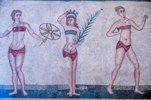 Villa Romana del Casale, Piazza Armerina, Szicília, Olaszország. Mozaik. alkotó: Unbekannter Künstler