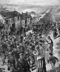 I. világháború - francia katonák vonulnak a frontra 1914 alkotó: Unbekannter Künstler