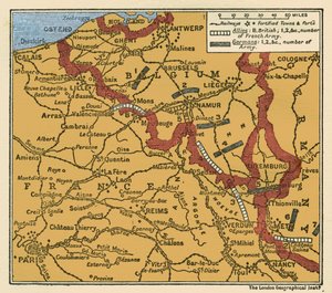 Az első világháború térkép a hadseregek helyzetéről 1914. augusztus 22. alkotó: Unbekannter Künstler