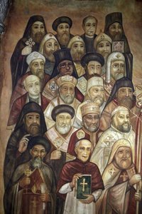 Falfestmény Szent Márk kopt szentélyében, az Abbassya Le Caire Egypte-ben alkotó: Unbekannt