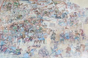 Falfestmények a Qeysarieh portálon, Naqsh-e Jahan Imam Square, Esfahan, Irán (freskó) alkotó: Unbekannter Künstler