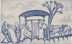 Szövő nő, Kr. u. 1130 - 1174 alkotó: Unbekannter Künstler