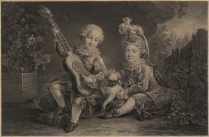 Kisgyermekek játszanak, Párizs, 1775 körül (metszet) alkotó: Unbekannter Künstler