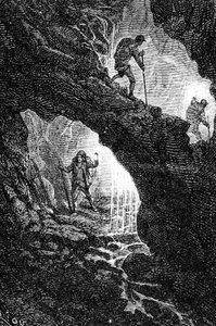 Jules Verne "Utazás a Föld középpontjában" című regényének fakszimile változata (metszet) alkotó: Unbekannter Künstler
