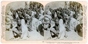 Az Egyesült Államok 6. lovassága által elfogott és behurcolt boxerfoglyokat Tientsin, Kína, 1901. alkotó: Underwood and Underwood