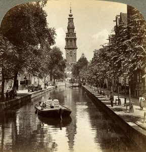 Canal, Amszterdam, Hollandia. alkotó: Underwood and Underwood