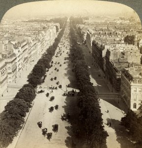 Champs Elysees a Diadalívről, Párizs, Franciaország, 19. század. alkotó: Underwood and Underwood