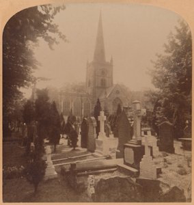 Templom Stratford-on-Avonban, Angliában – ahol Shakspeare halandó maradványai hevernek, 1900. alkotó: Underwood and Underwood