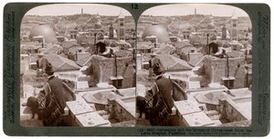 Jeruzsálem és az Olajfák hegye a Latin Hospice-tól keletre nézve, Palesztina, 1900-as évek. alkotó: Underwood and Underwood