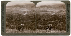 Libanon, keletre tekintve a Jordán felső völgyén át a Hermon-hegyig, 1900-as évek. alkotó: Underwood and Underwood