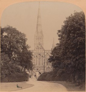 Salisbury katedrális Anglia északnyugati frontja, az első nagy korai angol stílusú templom, 1900 alkotó: Underwood and Underwood