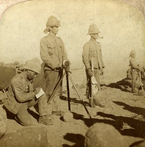 A Yorkshire Ezred jelzői, Új-Zéland Hill, Dél-Afrika, búr háború, 1900 alkotó: Underwood and Underwood