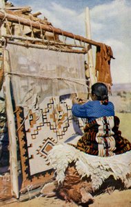 Arizona. Arizona sivatagának szívében navajo takarókat szőnek, szépségük és hasznosságuk sok vásárlót vonz. 1920 alkotó: Unknown