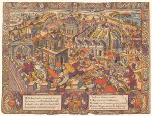 Jerusalem est díj és brulee, a Roy Sedecias a les yeux crevez. Et Jeremie est mene en Babilone. (Jeruzsálemet elfoglalják és felégetik; Szeleukis királynak kivájják a szemeit. Jeremiást pedig Babilonba viszik. Jeremiás 39-43), sz. 6, Jeremiás története alkotó: Unknown