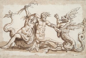 Nereid és Triton Griffon harcol alkotó: Unknown