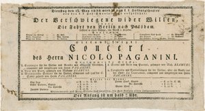Niccolo Paganini - playbill alkotó: Unknown