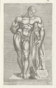 Herkules szobra Herkules Farnese Herkules szobra a farnézi palotában (cím a tárgyon) Antik szobrok Rómában (sorozat címe) Róma városának nyilvános helyeken látható ősi szobrainak ikonjai (sorozat címe) alkotó: Unknown