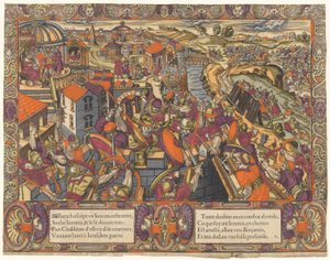 Jeremiás története: Báruk könyvet ír Jeremiás alatt, a káldeusok ostrom alá veszik Jeruzsálemet, Jeremiást árokba teszik (Jeremiás 36-38) alkotó: Unknown