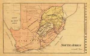 Dél-Afrika térképe 1899-ben a második búr háború idején (színes metszet) alkotó: Unknown artist