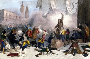 1808.02.05.: Madridi felkelés Spanyolország francia hatalomátvétele ellen. századi metszet alkotó: Unknown artist