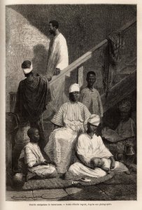 Egy szenegáli család Saint Louisból (Saint Louis). Fleuriot de Langle altengernagy által 1868-ban készült metszet az afrikai tengerparti körutazás illusztrálására, megjelent a „Le tour du monde”” 1872-ben, szerkesztette Edouard Charton, Hachette kiadás, Pá alkotó: Unknown artist