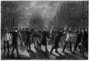 A párizsi Bois de Boulogne-ban megverték a bűnözőket 1883-ban alkotó: Unknown artist