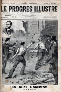 Egy gyilkossági párbaj – 1895. március 1-jén a Francia Afrika Bizottságának két olyan tagja, akik korábban jó elvtársak voltak, Alfred Le Chatelier és Hippolyte Percher, alias Harry Alis, és ez a párbaj. alkotó: Unknown artist