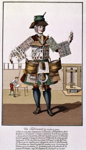 Játékkártya gyártó. Metszet a 17. - 18. századból a „The Playing Cards” után. alkotó: Unknown artist