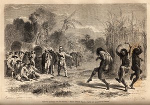 Békés interjú a szerző expedíciója és néhány Siriniris indián (Peru törzse, a bolíviai határon) között, akiket vonz a lehetőség, hogy a vadásztárgyakat hardverekért cserekereskedelemben keressenek, kiabálva és gesztikulálva fordulnak maguk felé. Gravírozás alkotó: Unknown artist