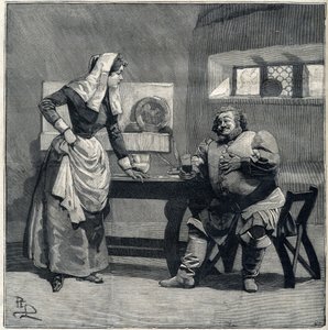 A „Falstaff” jelenete Giuseppe Verdi Opera névadójából 1893-ban készült. Metszet a „” Le Parisien”-ben” alkotó: Unknown artist