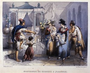 Egy sorbet-kereskedő Firenzében. Litográfia 1820 körül alkotó: Unknown artist