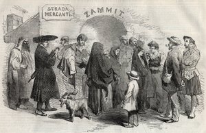 Egy utca Vallettában (Valletta), Málta szigetén (Málta) 1857-ben. alkotó: Unknown artist