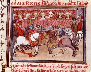 Lovagtorna V. Károly francia király idejében (1338-1380) Miniatűr a „Les grandes Chronicles de France” 14. századi Chantilly-ből, Musee Conde alkotó: Unknown artist